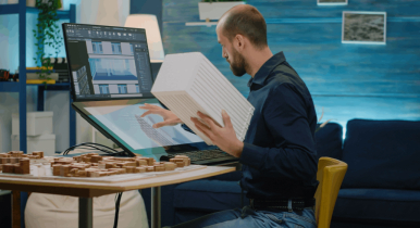 Uso de BIM en la arquitectura Arquitecto usa la metodología BIM para su proyecto de construcción