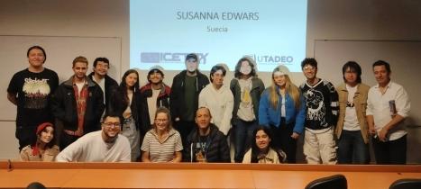 Susanna Edwards, con estudiantes y docentes de cinematografía Susanna Edwards, con estudiantes y docentes de cinematografía