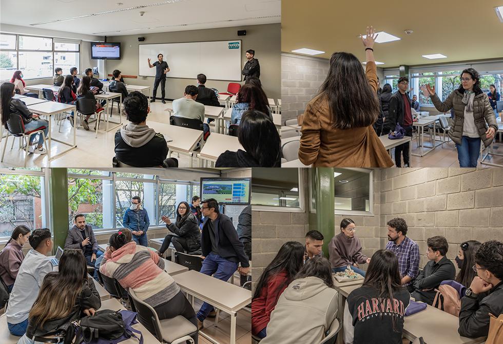 Docentes de las cuatro facultades de Utadeo realizaron talleres para que los estudiantes se conectaran con las temáticas de los programas y la posibilidad de un doble programa. 