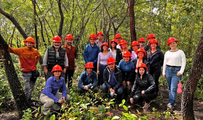 Profesores e investigadores en salida de campo de análisis de reforestaciones