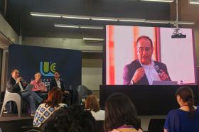 Medellín, Colombia Diego Cardona, director del Área Académica de Negocios de Utadeo, durante su intervención en la Segunda Convención Interfaz Política–Ciencia